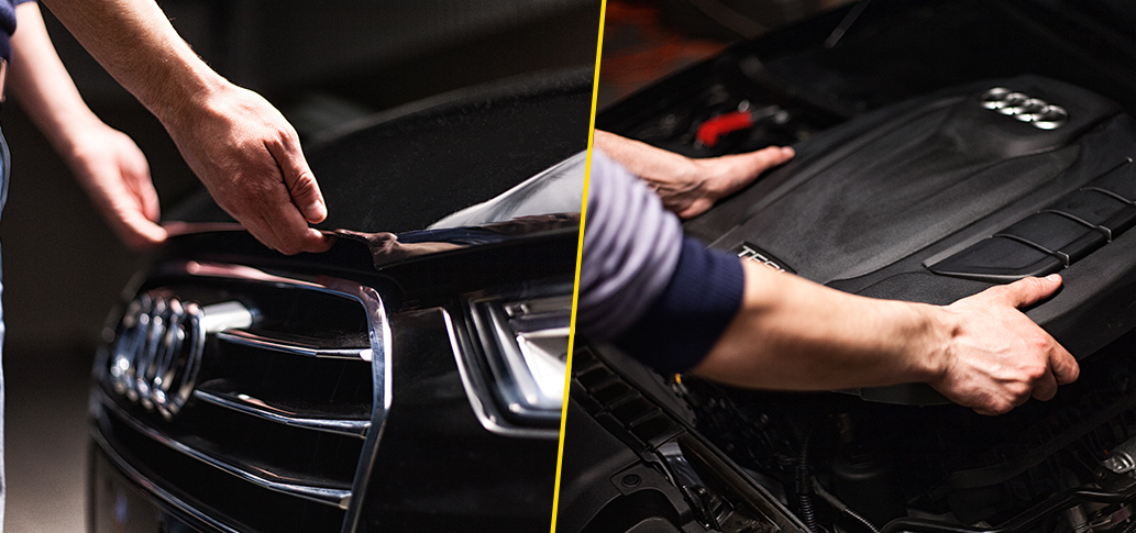 Passo 3: Apri il cofano e rimuovi il coperchio del motore, come mostrato nell'esempio dell'Audi A6 1.8T da 190 CV.
